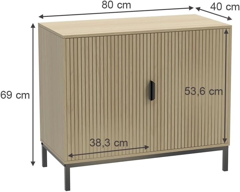 Cassettiera Lennox, Rovere, 80 x 45 cm con 2 porte