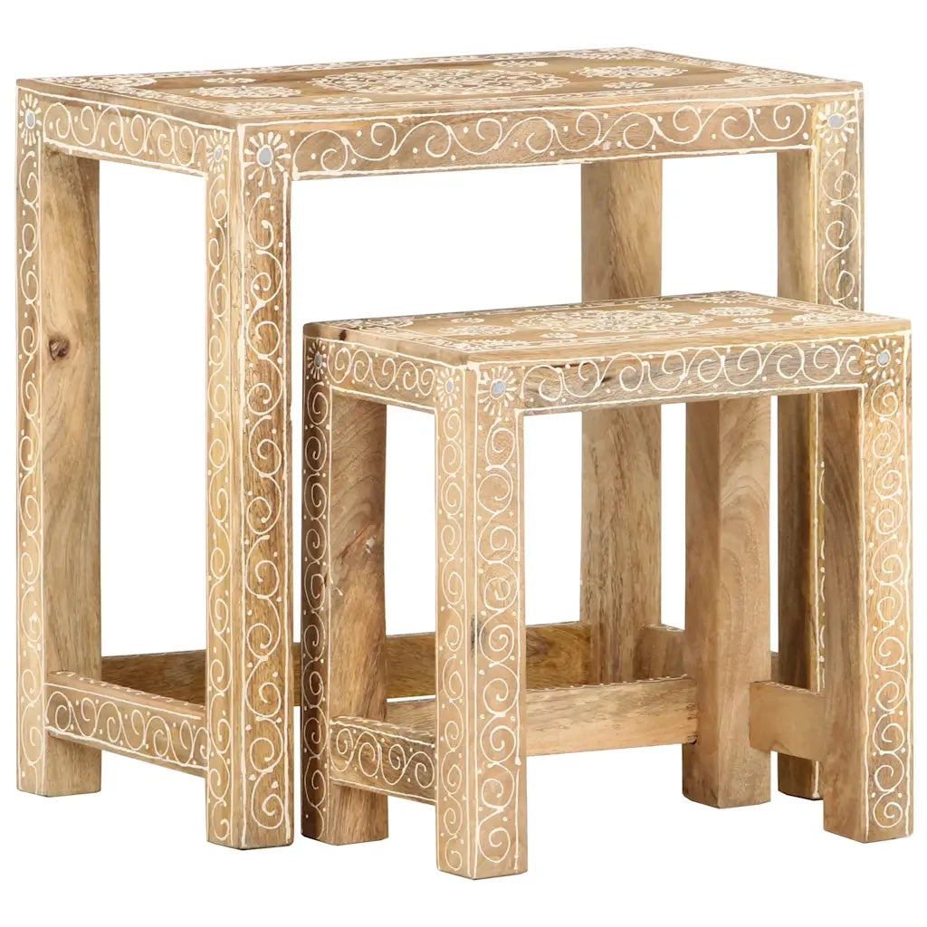 Set Tavolini da Salotto 2 pz in Legno Massello di Mango 285881