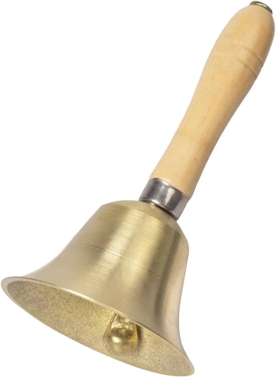 Campana per la mano, Campanello di Natale maniglia in legno massello, Campanello a manovella per tavolo, Campanello per la cena, Decorazione per casa, scuola, vacanza, Campanello telefonico