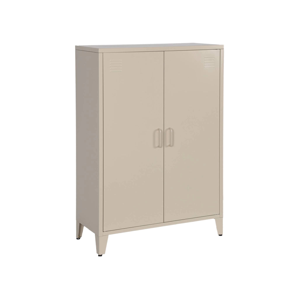Set di 2 armadietti in metallo, 2 ante, beige