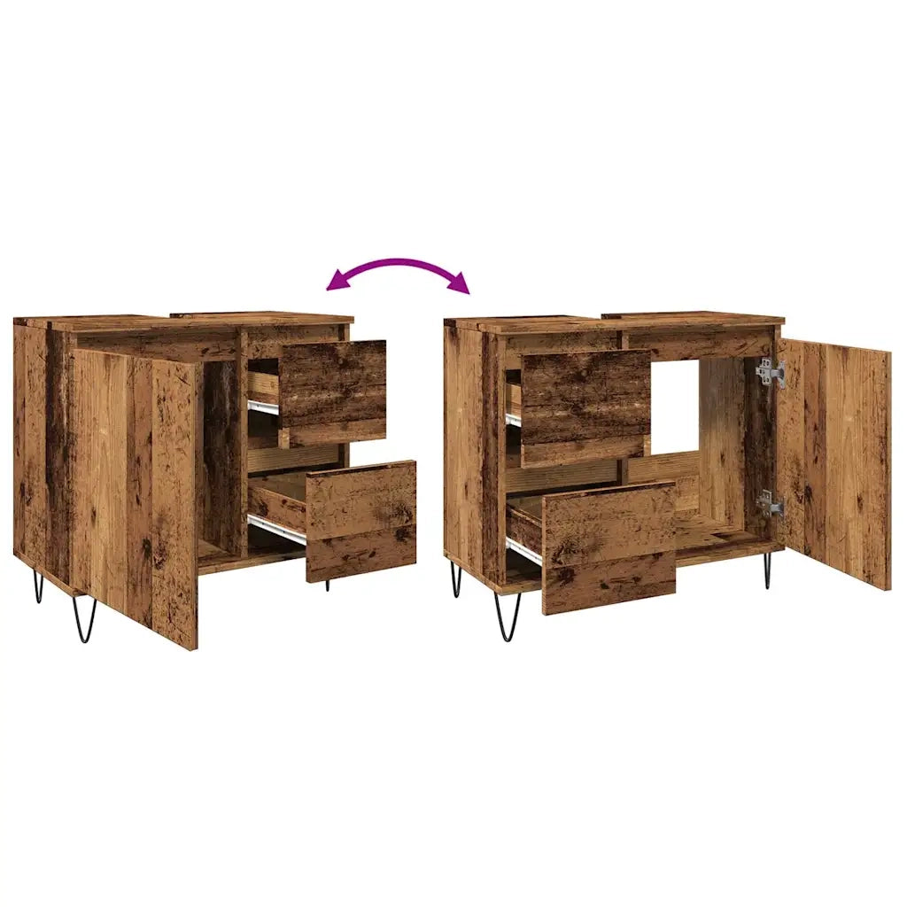Armadietto da Bagno Legno Antico 65x33x60 cm in Truciolato 857226