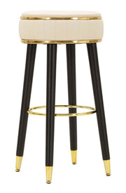 Sgabello Bar London Crema 37x38x74 cm in Pino e MDF e Spugna e Metallo e PU