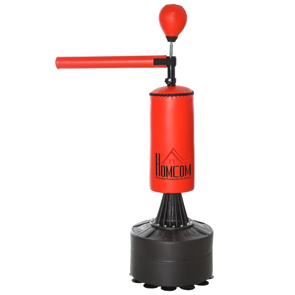 Sacco da boxe con base e palla di velocit¨¤ ¨C zephmum ¨C 88x48x155-205 cm Nero e Rosso