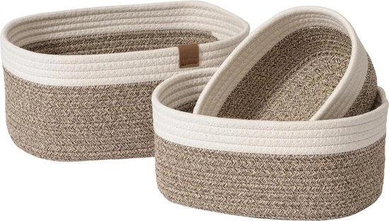 Cestello di stoffa di cotone intrecciato per cassetti di scaffale cameretta bambina moka
