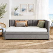 Letto imbottito con divano letto estraibile, 140x200 cm, grigio