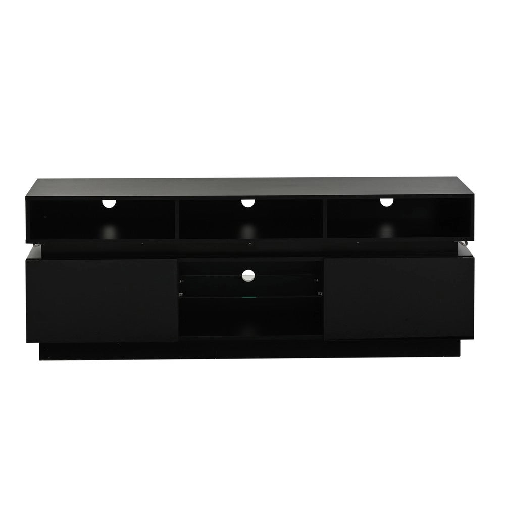 Mobile TV LED con Vetro Temperato ¨C Xylo ¨C Nero, 160x35x60 cm, MDF Lucido