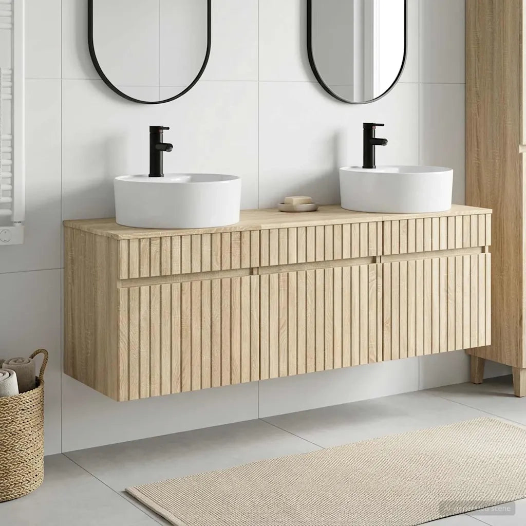 Set di Armadi da Bagno 3 pz Rovere Sonoma 49 x 44,5 x 65 cm 3405749