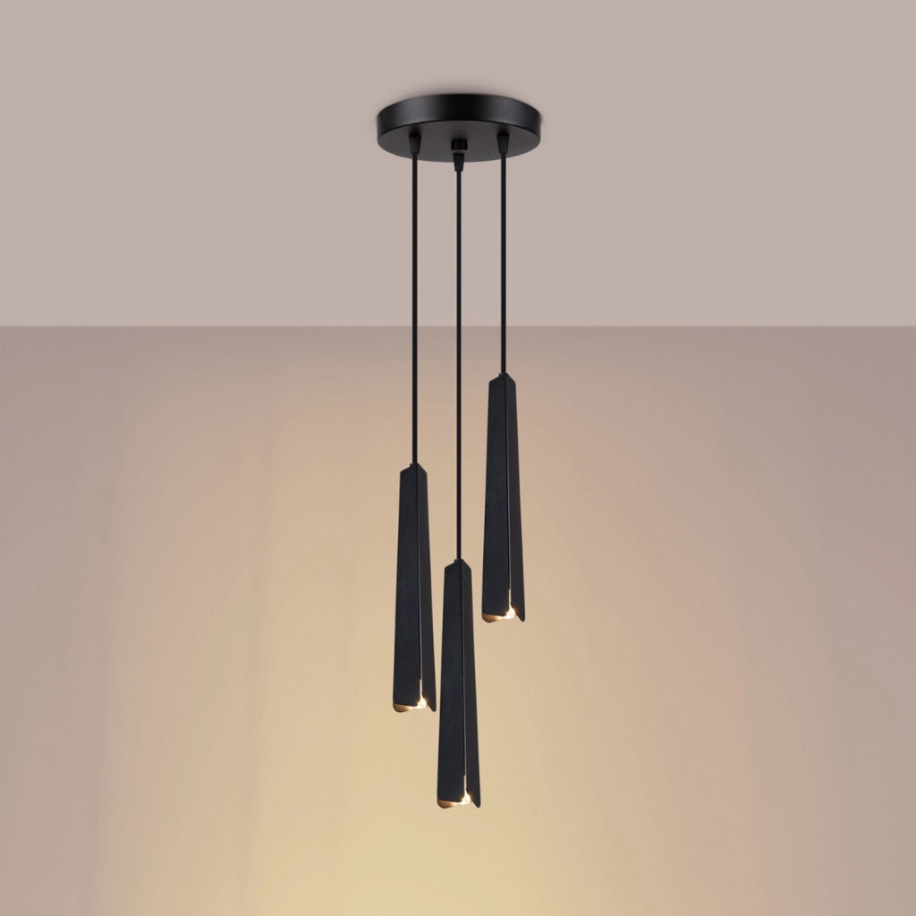 Lampada a sospensione tubi tripli nera REFLEX 3xG9