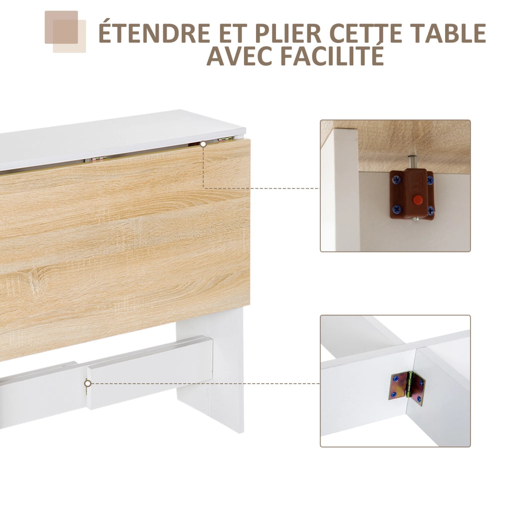 Tavolo da pranzo pieghevole in legno ¨C Zephmum ¨C Bianco e rovere 103x76x74 cm