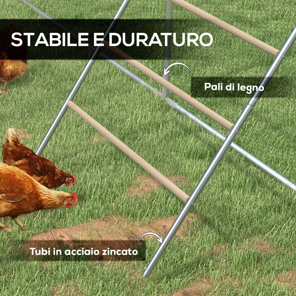 Trespolo per Galline a 4 Livelli per 4-6 Polli in Legno e Acciaio Zincato Colore Legno