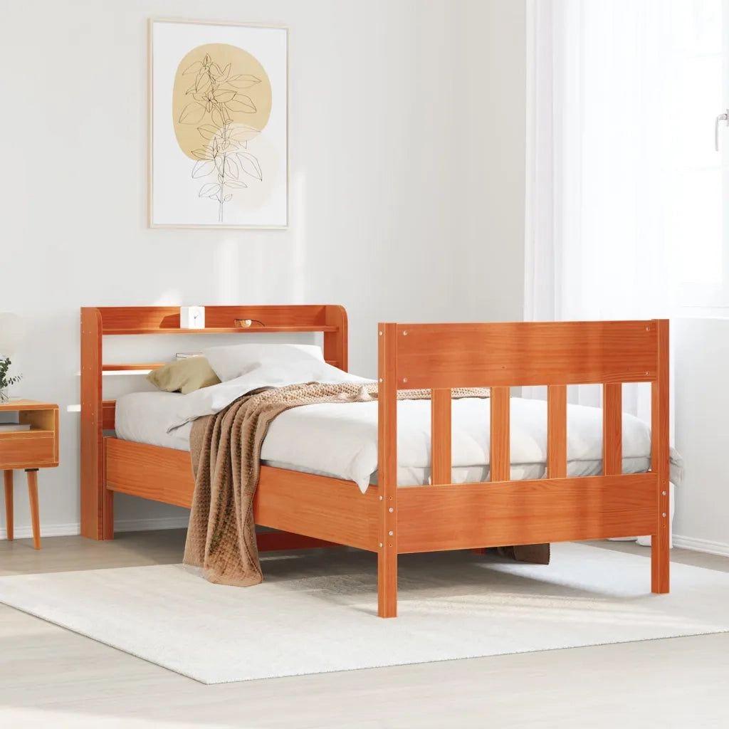 Letto singolo | Letto per adulti | Letto senza Materasso Marrone Cera 75x190 cm in Legno di Pino