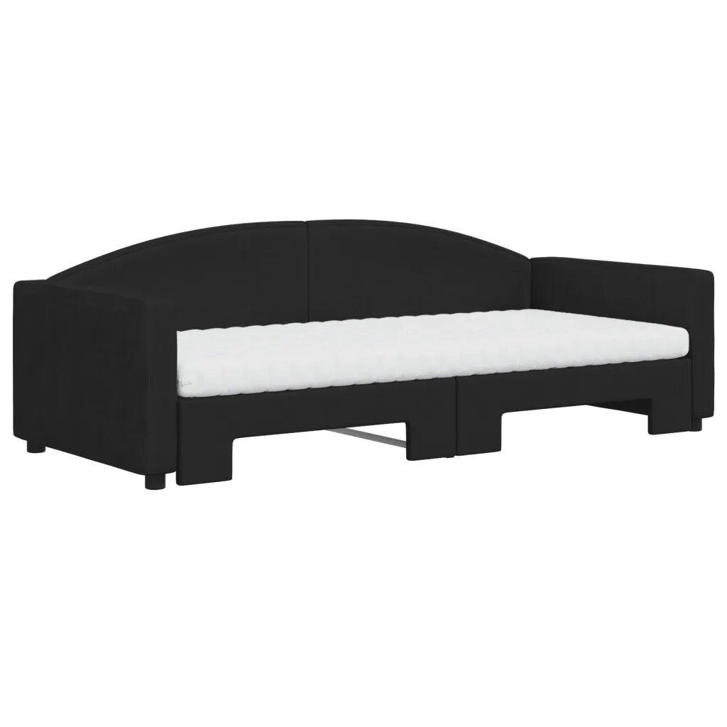 Divano Letto Estraibile con Materassi Nero 90x200 cm in Tessuto 3197208