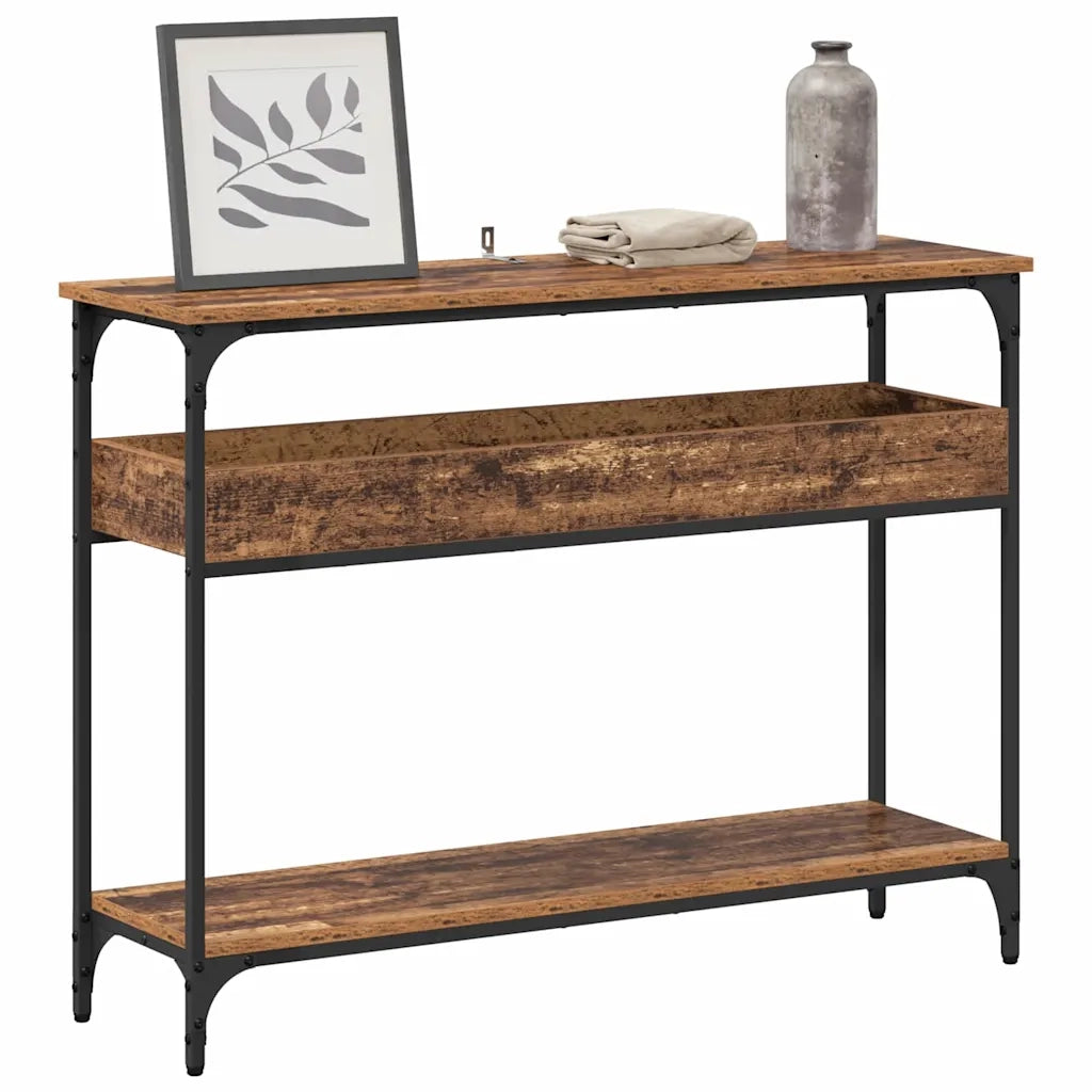 Tavolo consolle con lo scaffale Legno vecchio 100 x 29 x 75 cm 883522