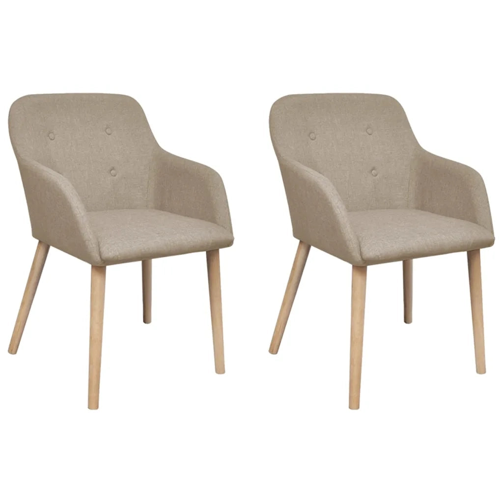 Sedie da Pranzo 2 pz Beige in Tessuto e Massello di Rovere cod mxl 62735