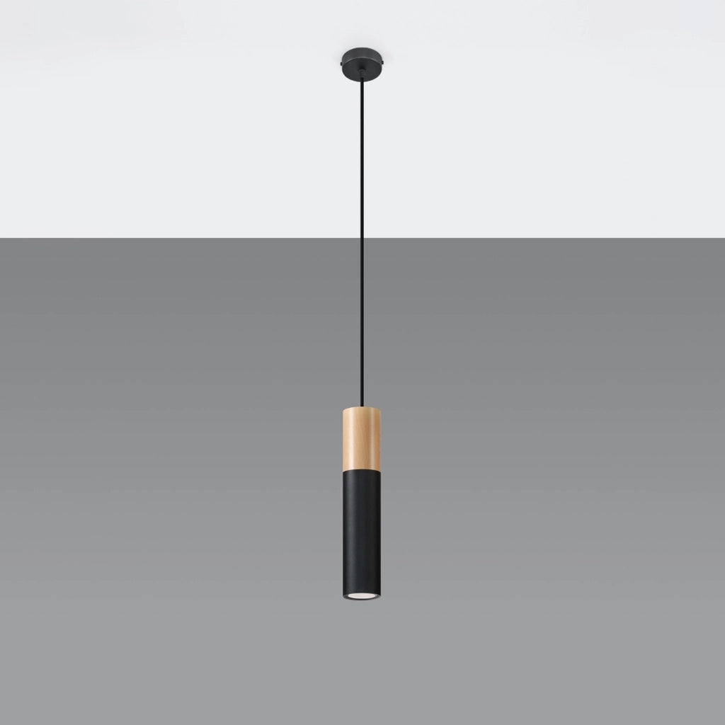 Lampada a sospensione MARCOS Pure Lume nera legno GU10