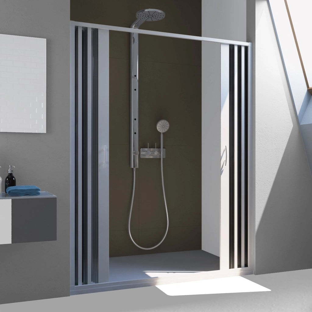 Porta Doccia in PVC 180CM H185 a soffietto con Apertura Centrale colore Bianco mod. Flex