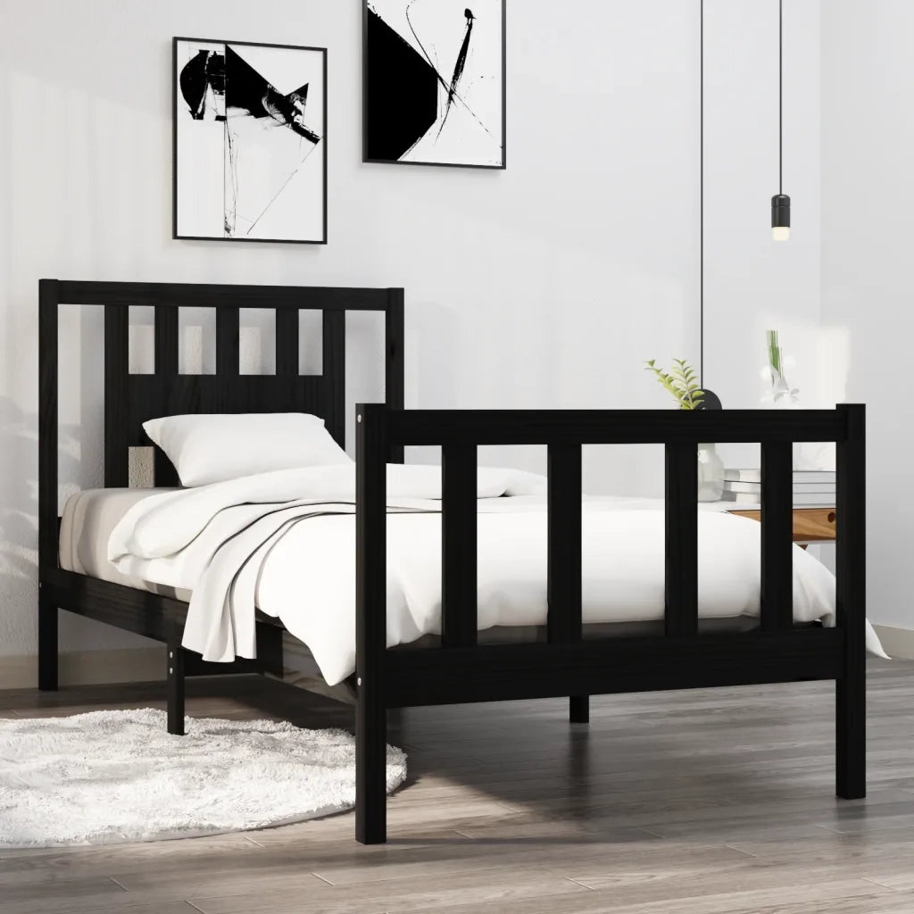 Giroletto in Legno Massello Nero 75x190 cm Small Single 3104092