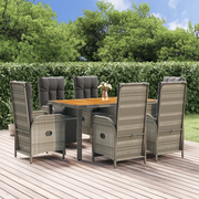 Set da Pranzo da Giardino 7 pz con Cuscini in Polyrattan Grigio 3185047