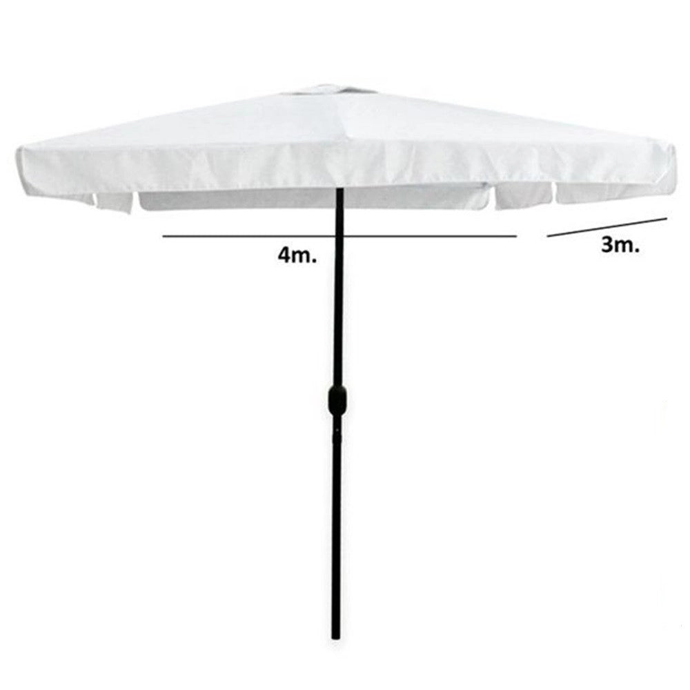 Trade Shop - Ombrellone Da Giardino 3x4 Mt Arredo Esterno Balcone Terrazzo Patio Bianco 223238 -