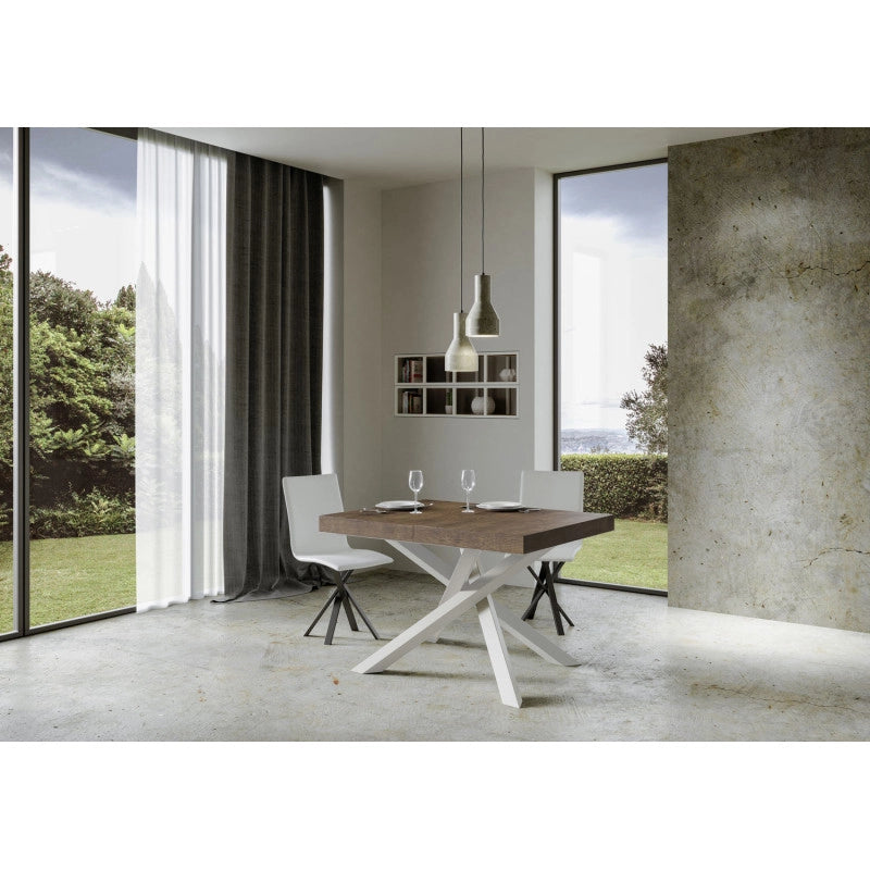 Tavolo allungabile 120/224x90 cm Volantis Premium telaio Bianche - Noce