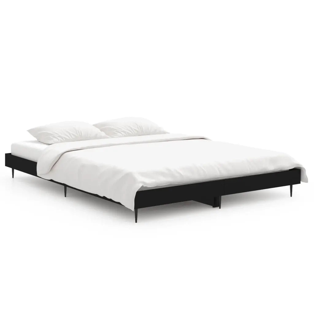 Letto matrimoniale | Letto per adulti | Giroletto Nero 135x190 cm in Legno Multistrato