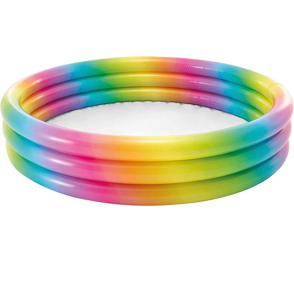 Trade Shop - Piscina Arcobaleno 3 Anelli Gonfiabile Geometria Multicolor 147x33cm 288lt 58439 -