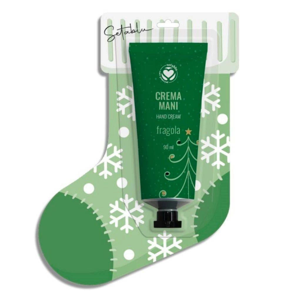 Trade Shop - Crema Mani Fragola Seta Blu 100ml Idea Regalo Natale Confezione Calza Di Natale -