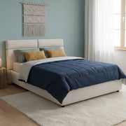 Letto Matrimoniale Annus, Letto Matrimoniale Materasso Incluso Made in Italy, Beige