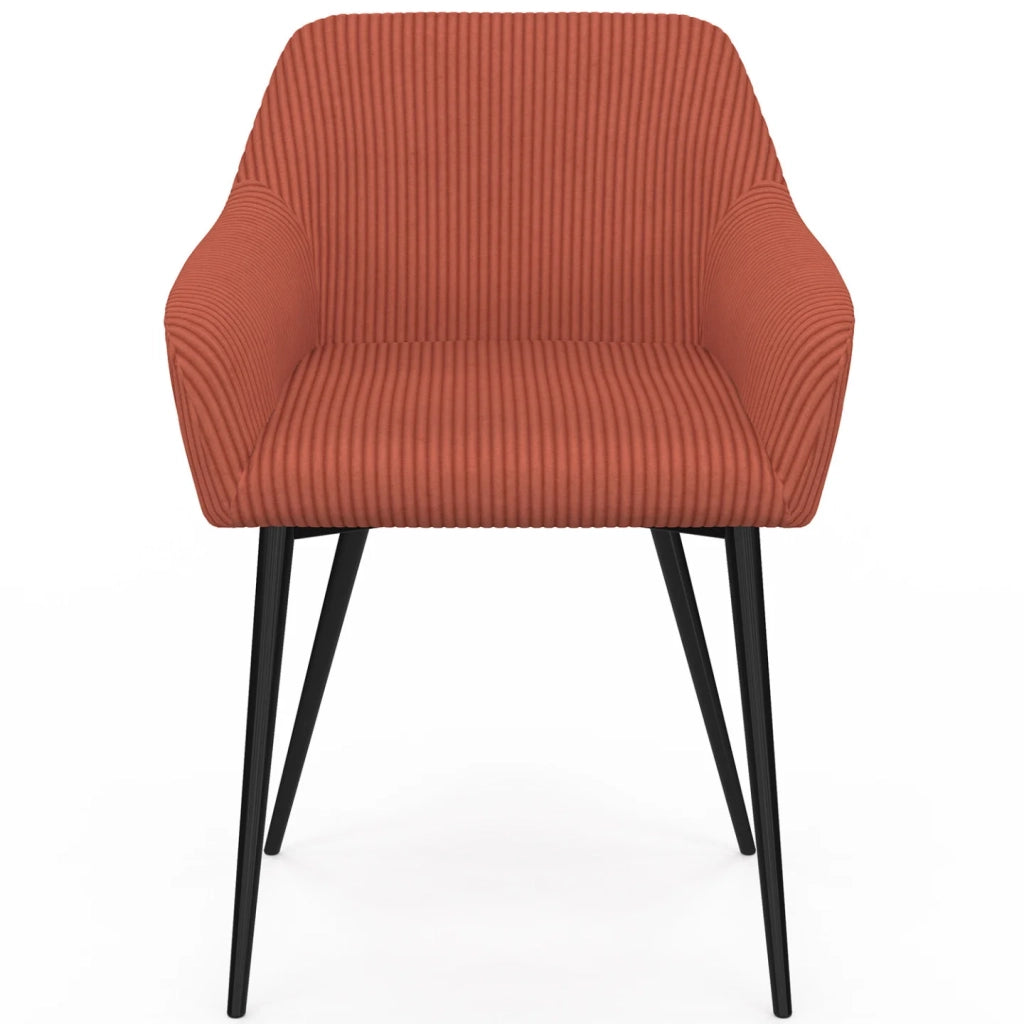 IDMarket - Set di 2 sedie e poltrone da pranzo JANY in velluto a coste color terracotta