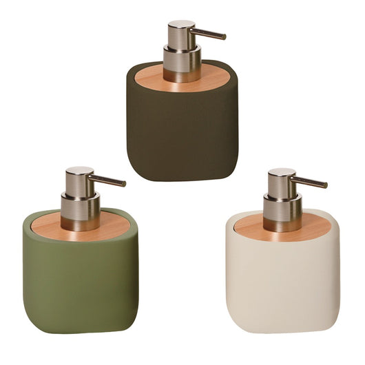 Dispenser sapone ceramica e legno - serie twin