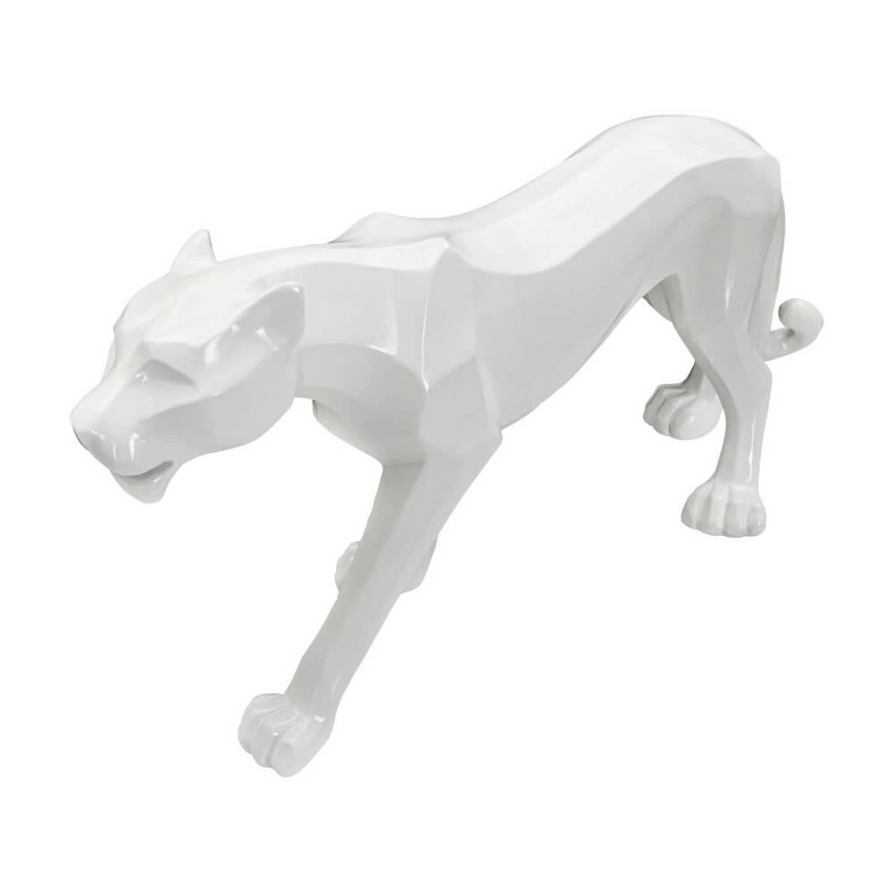 Scultura pantera bianca design cm 70X18X32,5 - PANTHARA