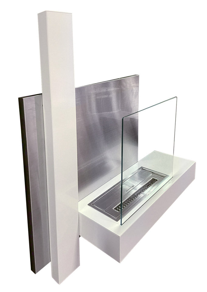 Camino a Bioetanolo da Parete 65x23x75 cm Vienna Bianco Lucido