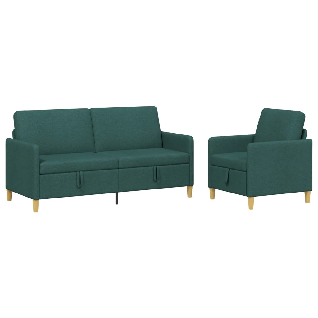 Set di Divani con Storage 2 pcs Verde Scuro Poliestere 3429209