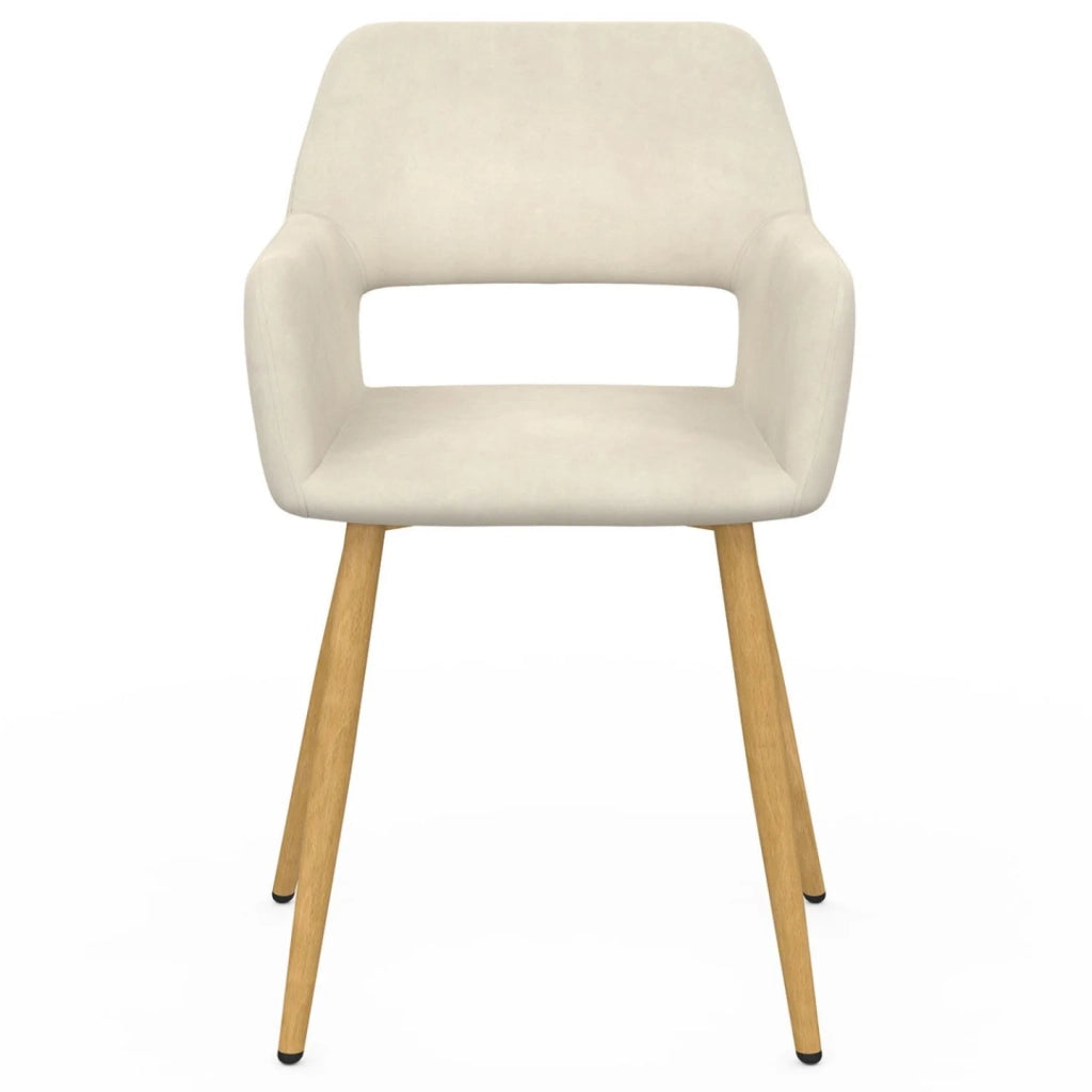 IDMarket - Set di 2 sedie da pranzo e poltrone da tavolo in velluto beige HOLY