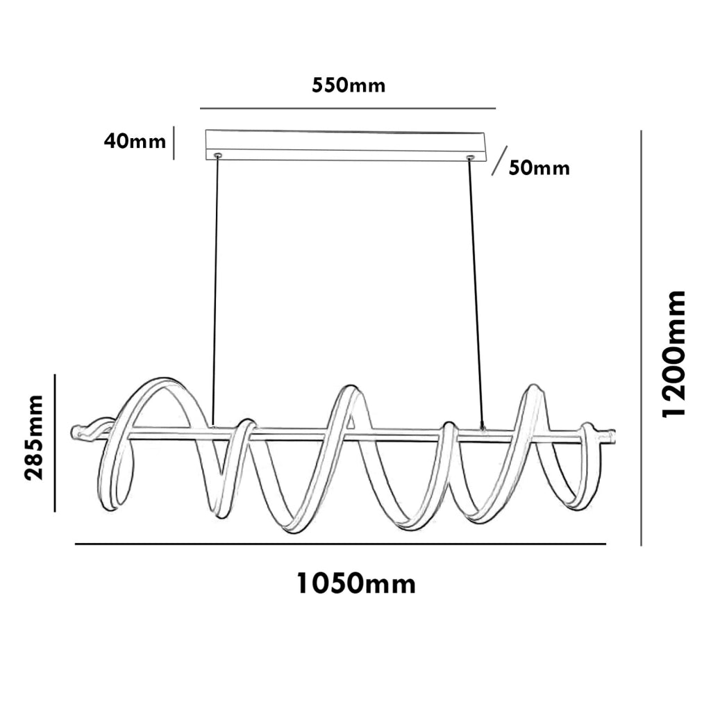 Lampadario moderno pendente bianco stilizzato 60W barra luce doppio LED sospensione tavolo  cucina ristorante 230V - 4000K