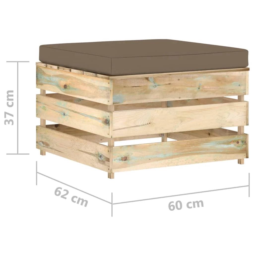 Set mobili da giardino set di arredamento per esterni 2 pezzi con cuscini legno impregnato di verde 02_0015889