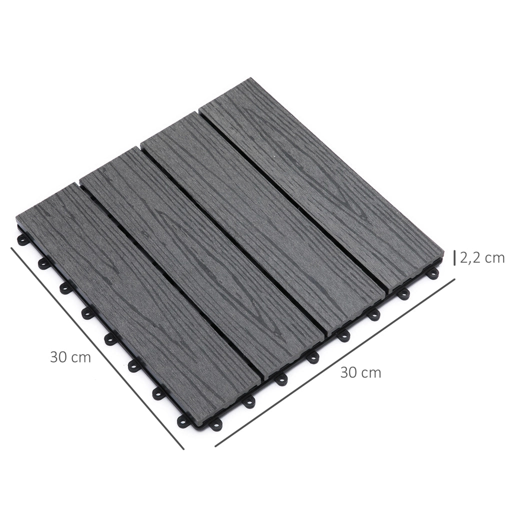 Pavimentazione per terrazzo ¨C zephmum ¨C Grigio, Polipropilene, 30x30 cm, 11 pcs