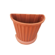 Vaso a parete plastica marrone muro mezzaluna fiori piante esterno giardino h 50