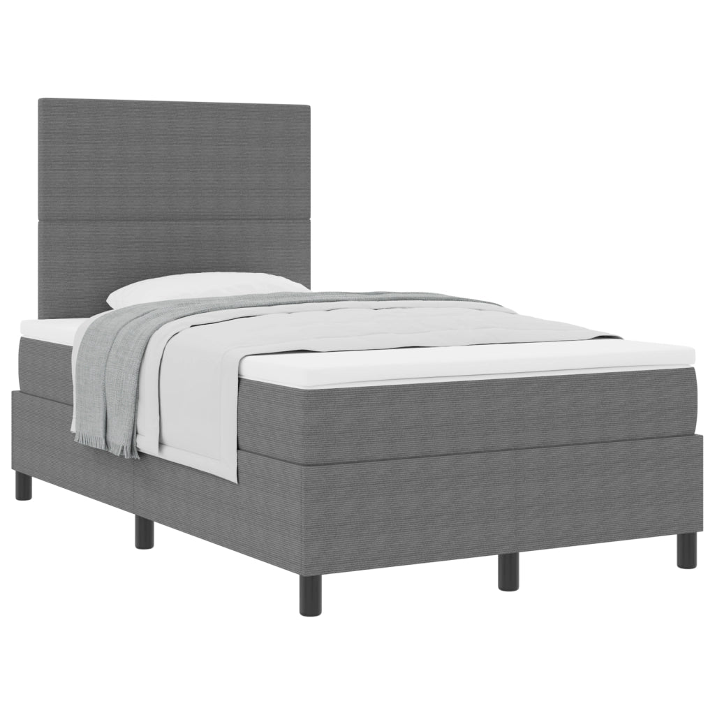 Letto con Box Spring e Materasso Grigio Chiaro 120x200 cm Tessuto in corduroy