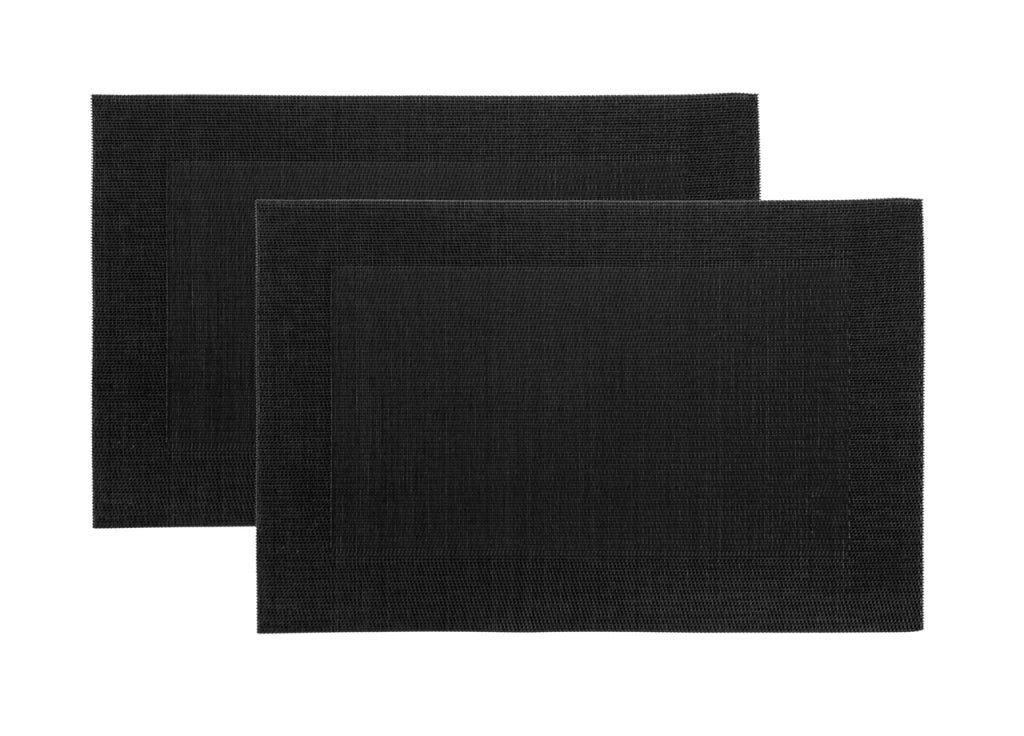 Set Tovagliette Americane Cucina Antiscivolo In Tinta Unita Lavabili - Set 2 - Nero