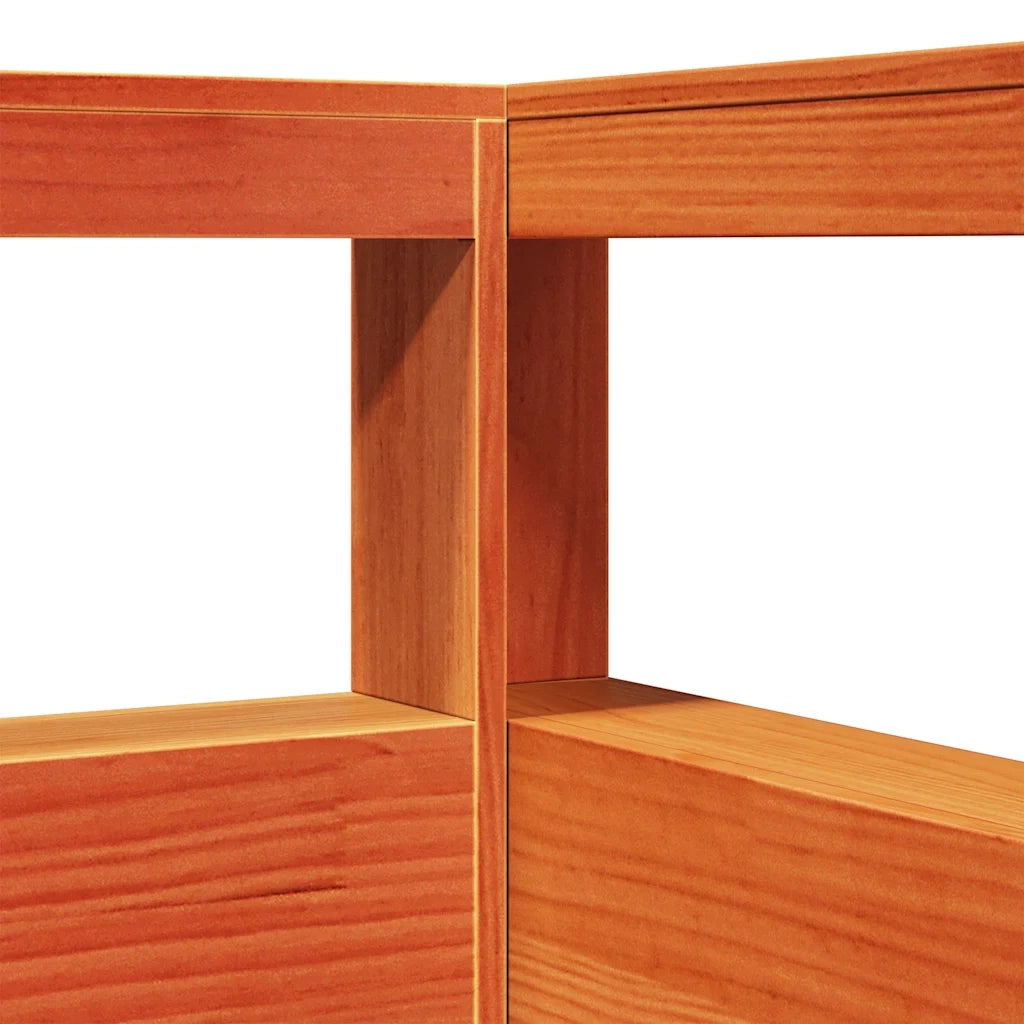 Testiera Libreria a L Marrone Cera 80 cm Legno Massello di Pino