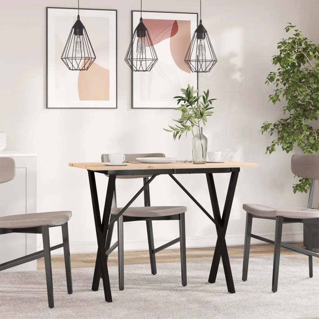 Tavolo da Pranzo Telaio a X 100x50x75 cm Legno Pino e Acciaio