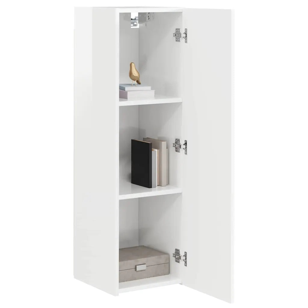 Mobile TV da parete 2 pz-Set di 2 Mobile TV a Muro-Credenza TV Bianco Lucido 30 x 31 x 100 cm