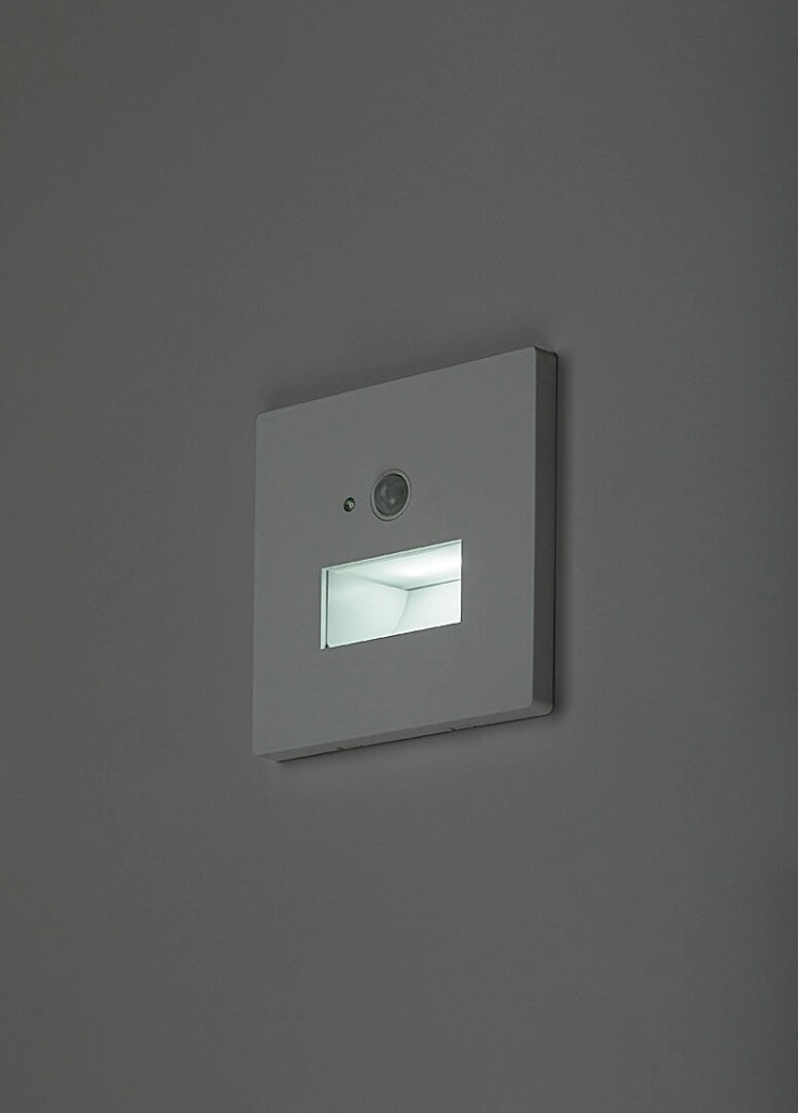 Segnapasso LED incasso Lunca bianco quadrato PIR Rabalux