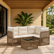 Set Divano da Giardino 5 pz Beige polyrattan 3434214