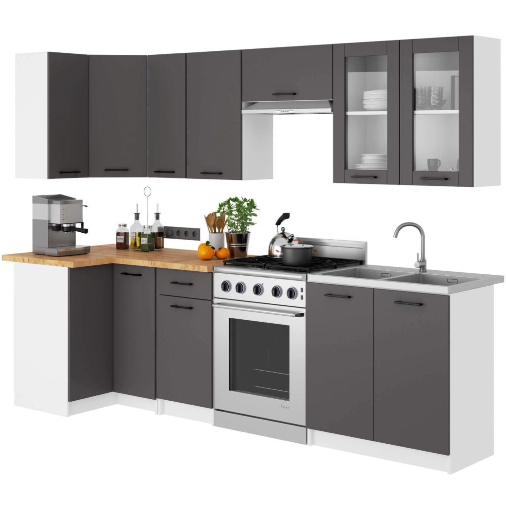 Vetrina da cucina sospesa Bianca 80 cm 2 porte Colore frontale Grigio Grafite 80x30,5x72 cm