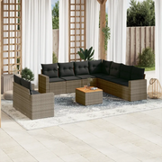 Set Divano da Giardino 10 pz con Cuscini Grigio in Polyrattancod mxl 88419