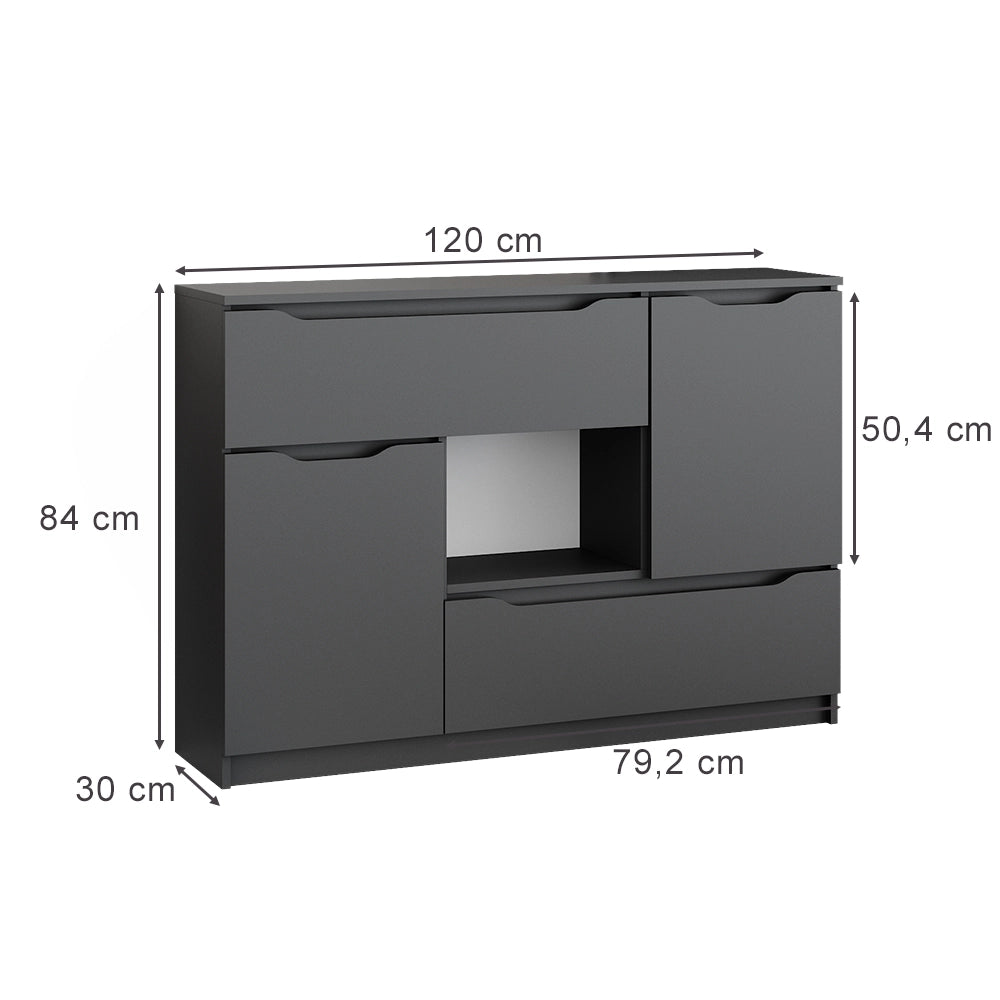 Vicco Cassettiera per camera da letto Antracite 30 x 84 cm