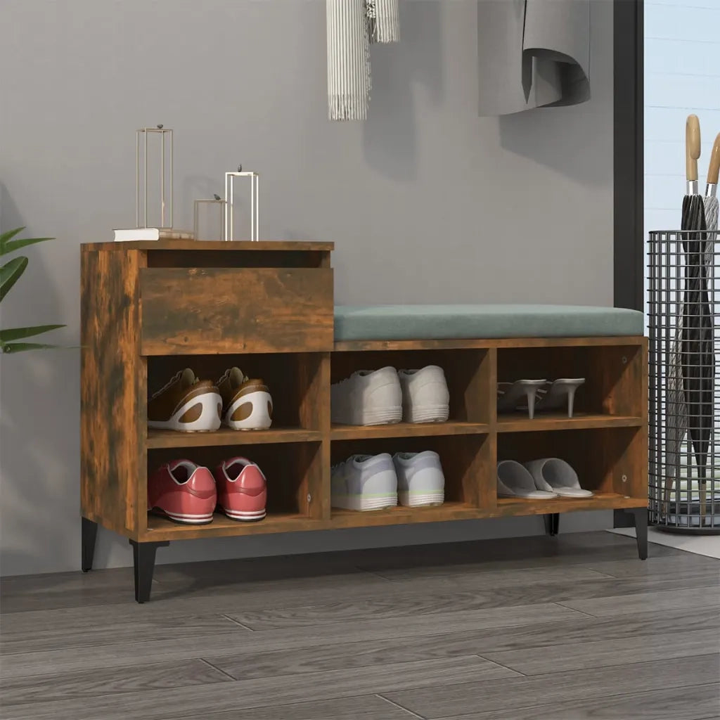 Scarpiera-Scaffale per scarpe Rovere Fumo 102x36x60 cm in Legno Multistrato 821686