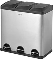Contenitore per rifiuti 60 litri con 3 cassetti in acciaio inox - Sistema di separazione dei rifiuti - Contenitore per rifiuti per la raccolta differenziata Contenitore per rifiuti 60 litri